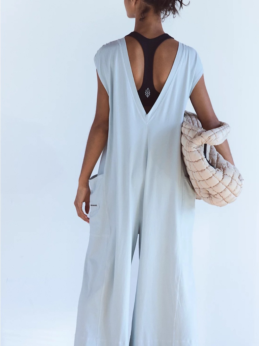 FP Movement by Free People Pale Blue Wide-Leg Jumpsuit